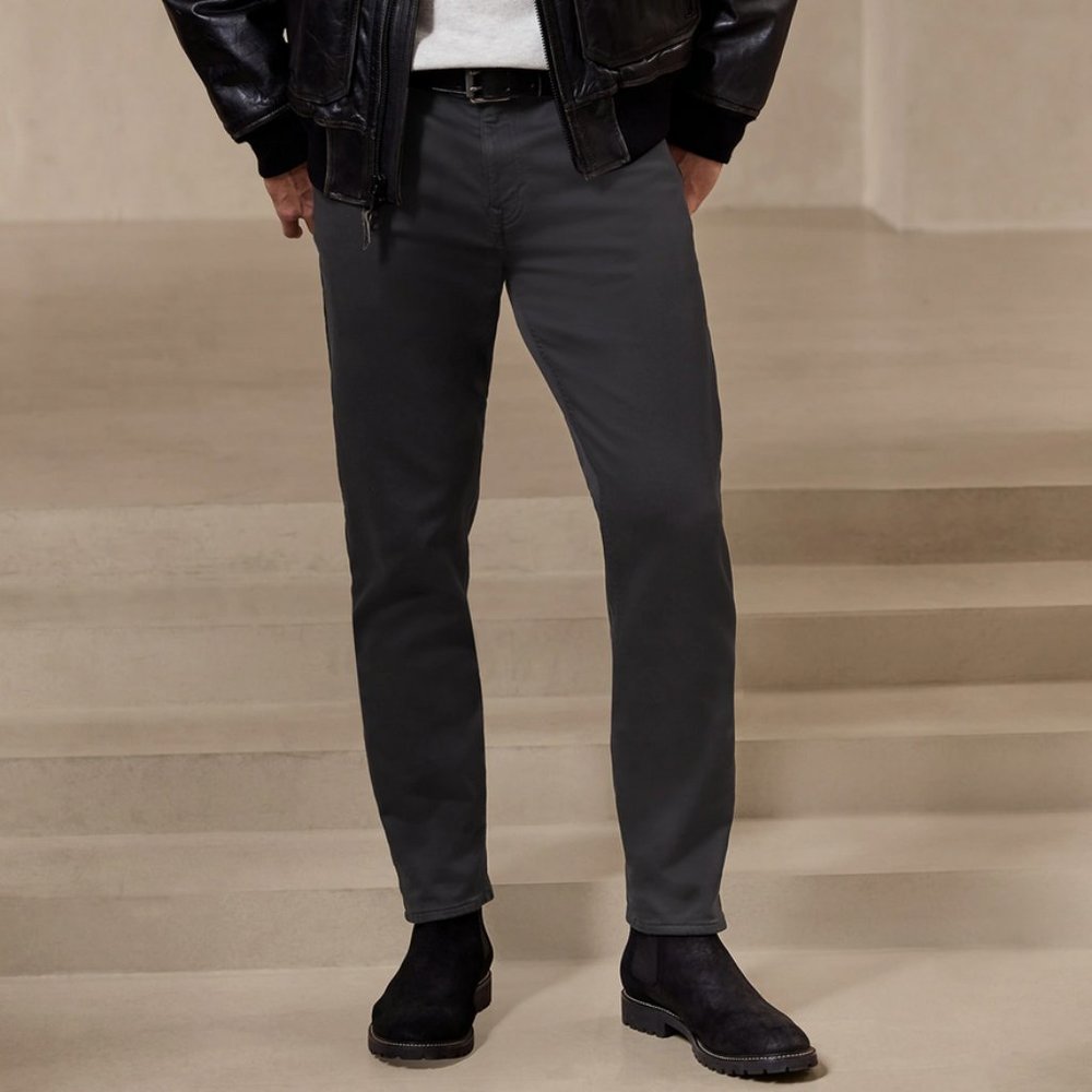 Banana Republic Men's Slim Traveler Pant Dark Grey Stretch Italian Cotton sz 33